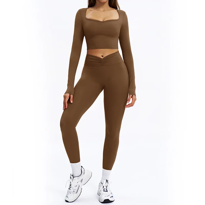 Schwarzer, gebürsteter Outdoor-Sportanzug für den Winter, blauer, eng anliegender, rückenformender Yoga-Anzug für Damen, hüft- und taillierte rote Fitness