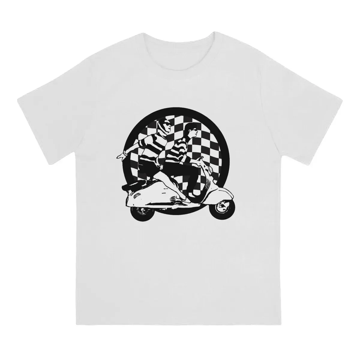 Vintage Black and White T-Shirts Men Round Neck Cotton T Shirt Vespa Popular Transportation Tools Short Sleeve Tees 4XL 5XL 6XL