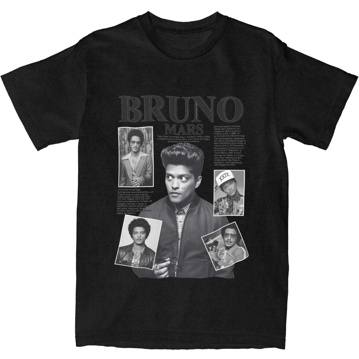 Men Bruno Music Concert T Shirts Mars Pure Cotton Tops Summer Vintage Short Sleeve T Shirt O Neck Hipster Casual Tee Shirt 5XL