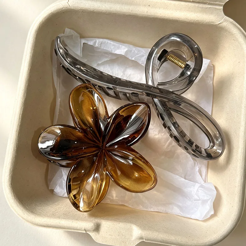 Retro Hawaii Unregelmäßige Strand-Haarklammer für Frauen, Trendige Blumen-Haarspange, Krabben-Haarspange für den Hinterkopf, Party-Haaraccessoires – Detail 5