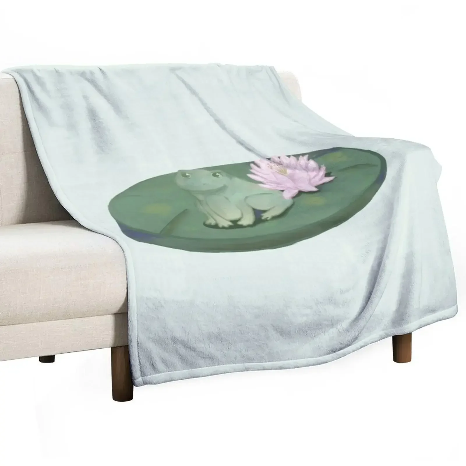 Copy of Cute Frog with Water Lily Throw Blanket christmas decoration anime Thin Blankets