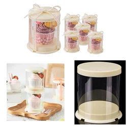10Pcs Round Clear Cake Box for 2 inch Transparent Bakery Package Gift Boxes Cupcake Cookies Boxes with Lid for Carry Tall Layer