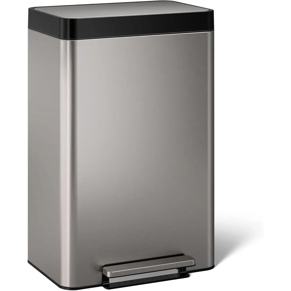 

20940-ST 13-Gallon StainlSteel Step Trash Can, StainlSteel, Hands-ree Pedal, Quiet-Close Lid, ingerprint-Resistant, Durable, K-2