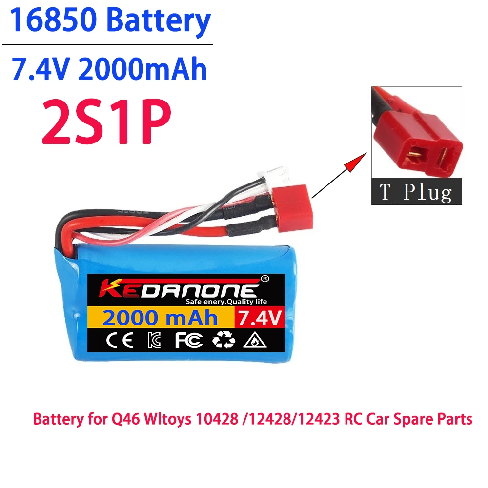 Upgraded 7.4V 2000mAh 2S 18650  Li-ion battery T plug  for SCY-16102PRO SCY-16101PRO SCY-16103PRO SCY-16201PRO R/C car parts