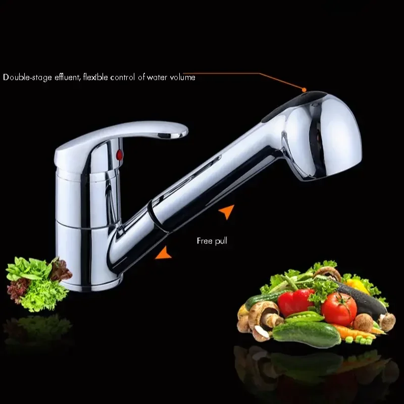 Bathroom Sink Faucet with Pull Out Sprayer,Hose, Single Handle Kitchen Basin Mixer Tap for Hot and Cold Water, 360 Degree Swivel