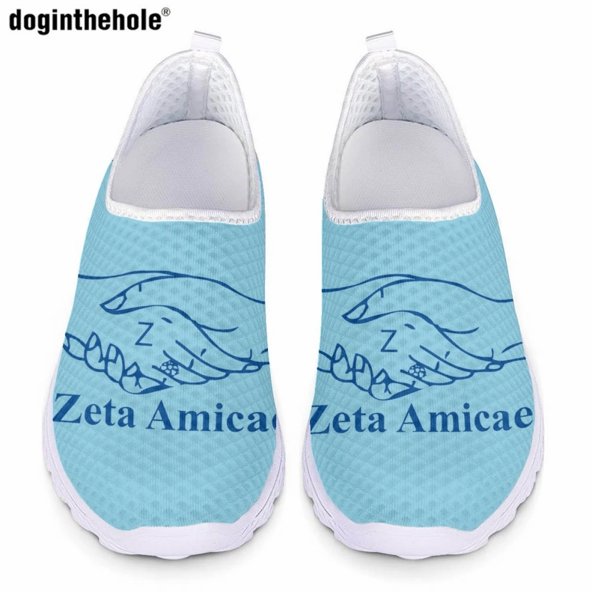 Doginthehole Zeta Amicae Women's Casual Sneakers Fashion Friends of Zeta Design Flat Shoes Summer Breathable Slip on Mesh Shoes