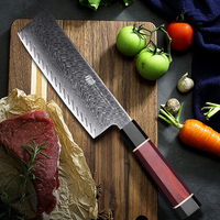 FINDKING Knife New Red Samurai Series Rosewood Handle AUS-10 67 Layers Damascus Steel 6.5 inch Kitchen Nakiri Santoku Chef Knife