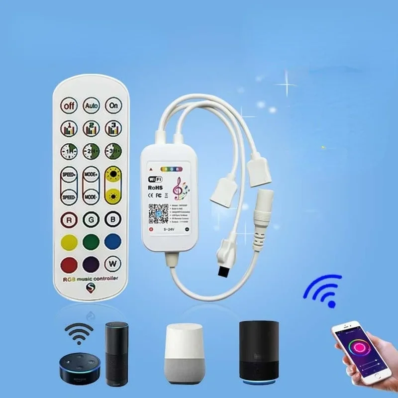 DC 5-24 V App Bluetooth Music Controller with 24 Key Portable Infrared Remote Control for 5050 2835 RGB LED Light Strip