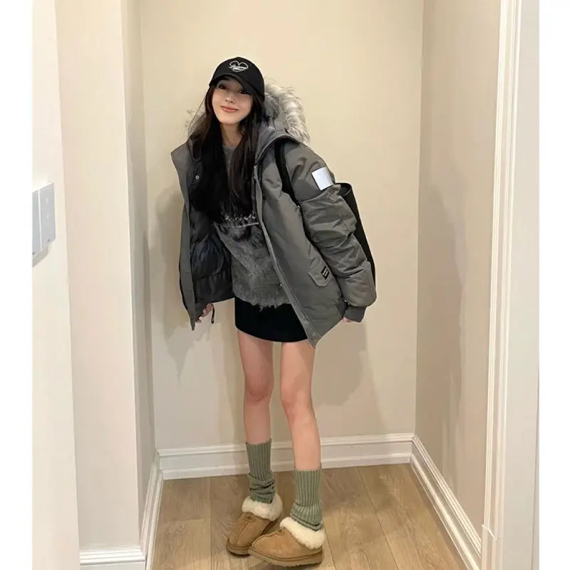 

Parkas Waterproof Woman Womens Fall Comfy Over-Knee Stiff Irregular Buttoned O-Neck Ribs Office Puffer Cinched Wearable Youthful