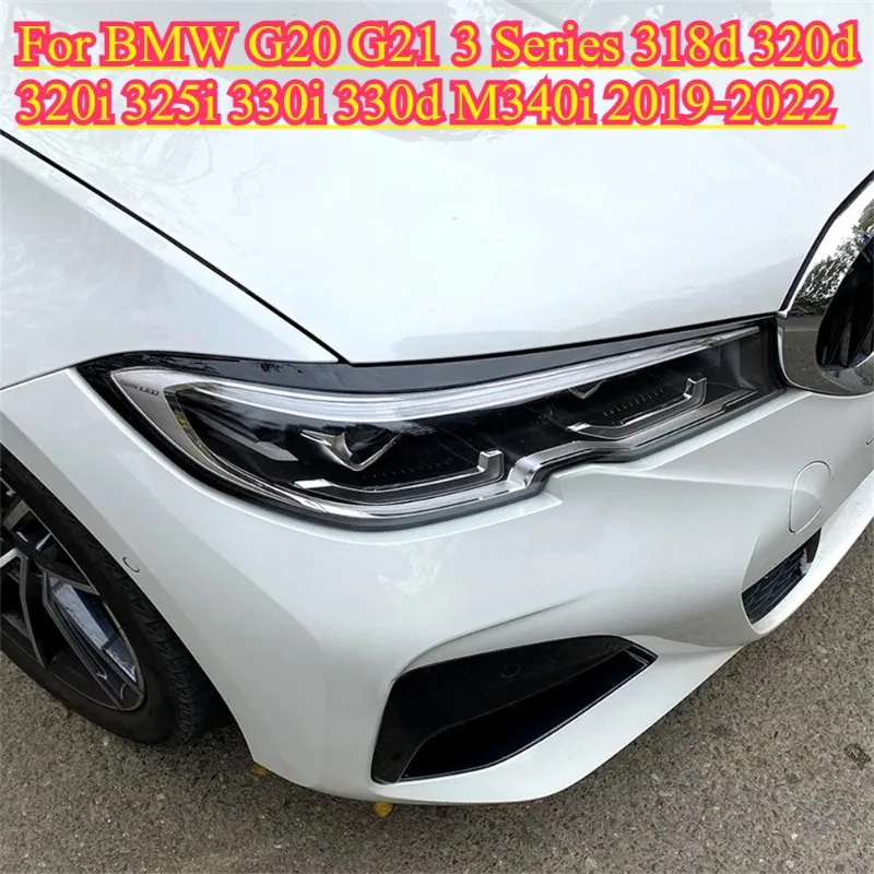 

2Pcs ABS Gloss Headlight Evil Eyebrows Eyelids for BMW G20 G21 3 Series 318d 320d 320i 325i 330i 330d M340i 2019-2022 Tuning