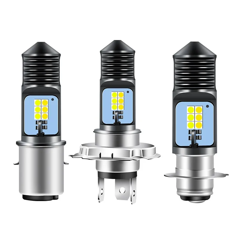 1pcs Motorcycle P15D BA20D H4 Headlight 3030 12MSD LED Light Bulbs Dual Color White Yellow 12-80V 5W For Moped Bike