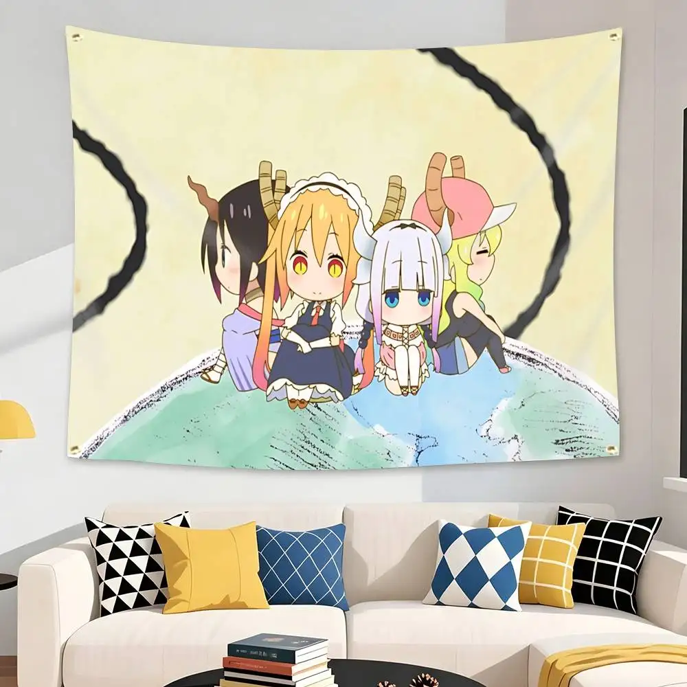 K-Kobayashi-s D-Dragon Maid Anime Flag Tapestry Banner for Bedroom Living Room Outdoor Camping Custom Supported