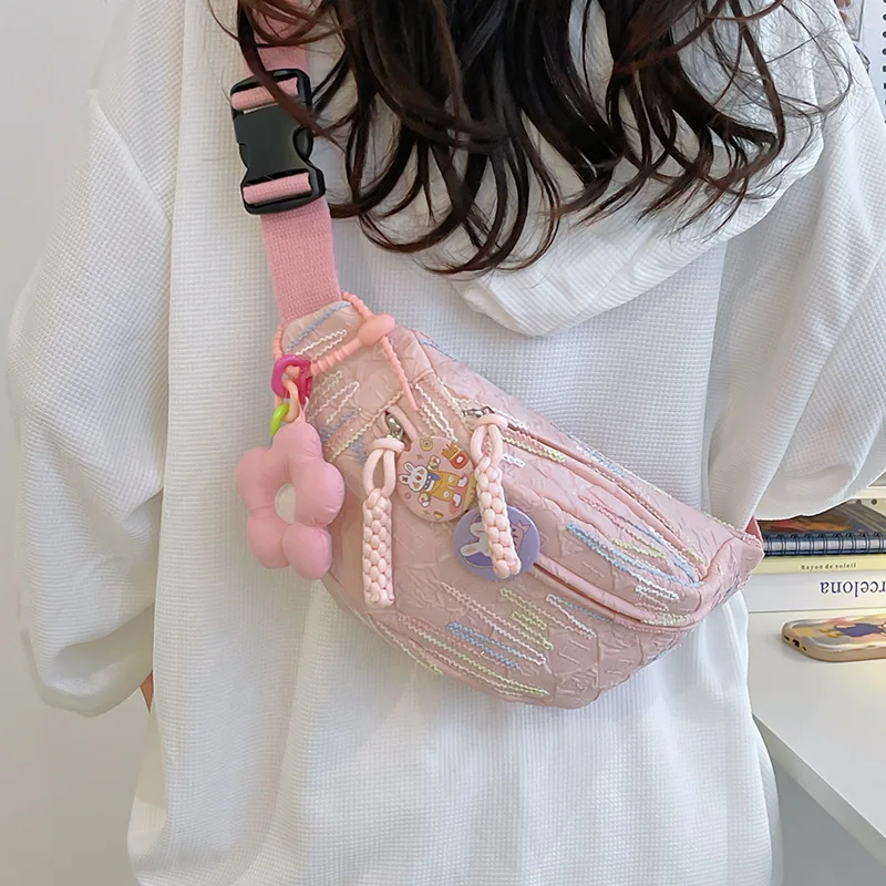 2024 New Crossbody Bag Chest Bag Women Bag Fashion Cute Cartoon Girl Heart Leisure Korean Style Student Shoulder Bag Waist Packs