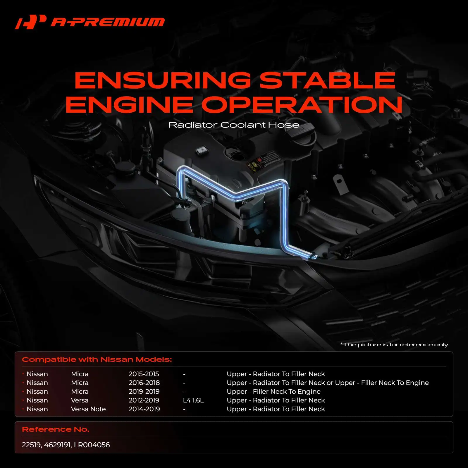 A-Premium Upper Radiator Molded Coolant Hose for Nissan Versa 2012-2019 Micra 2015-2019 Versa Note 2014-2019