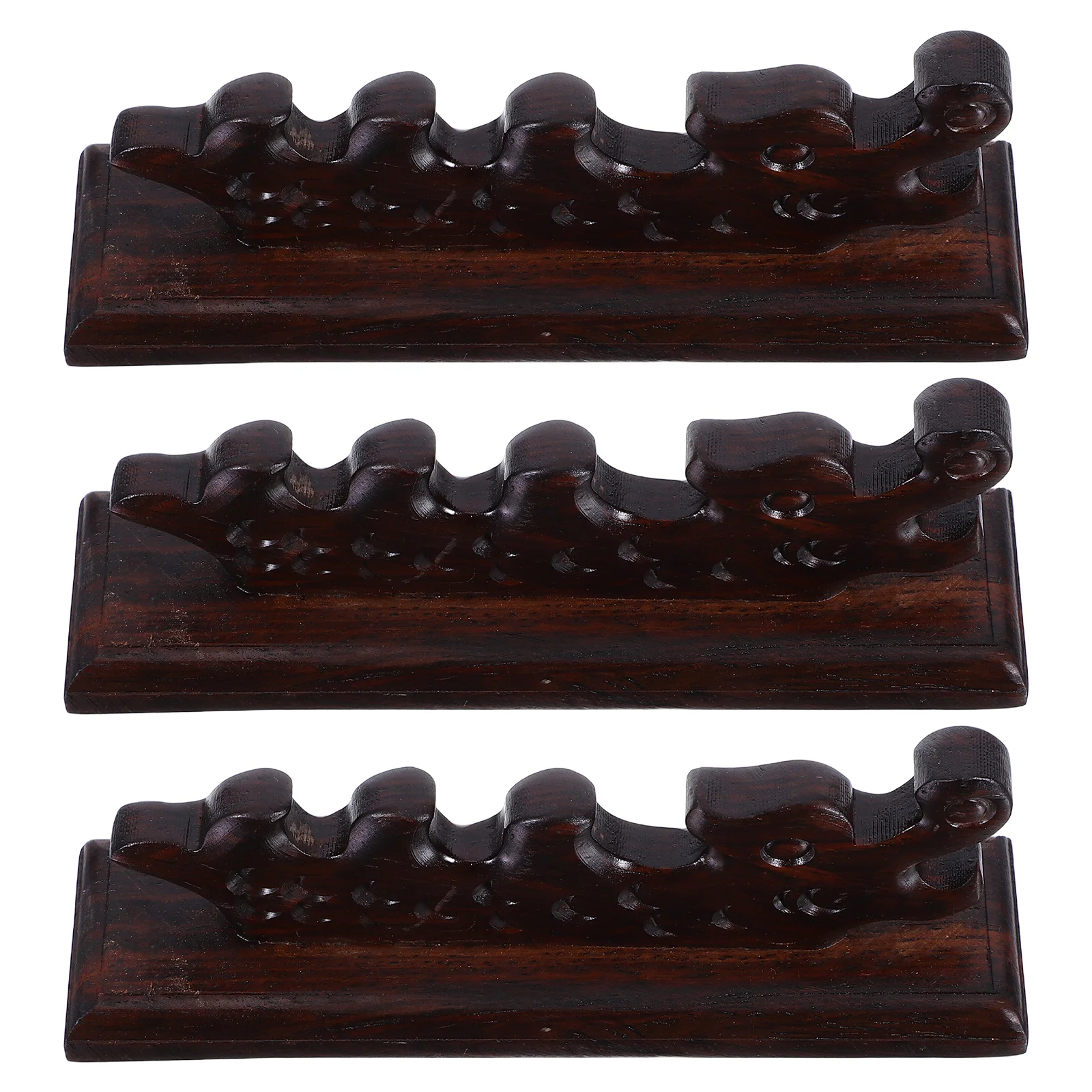 

3Pcs Chinese Calligraphy Brush Stand Wooden Vintage Dragon Pen Rack Desk Holder Writing Brush Rest for Painting Art Tools