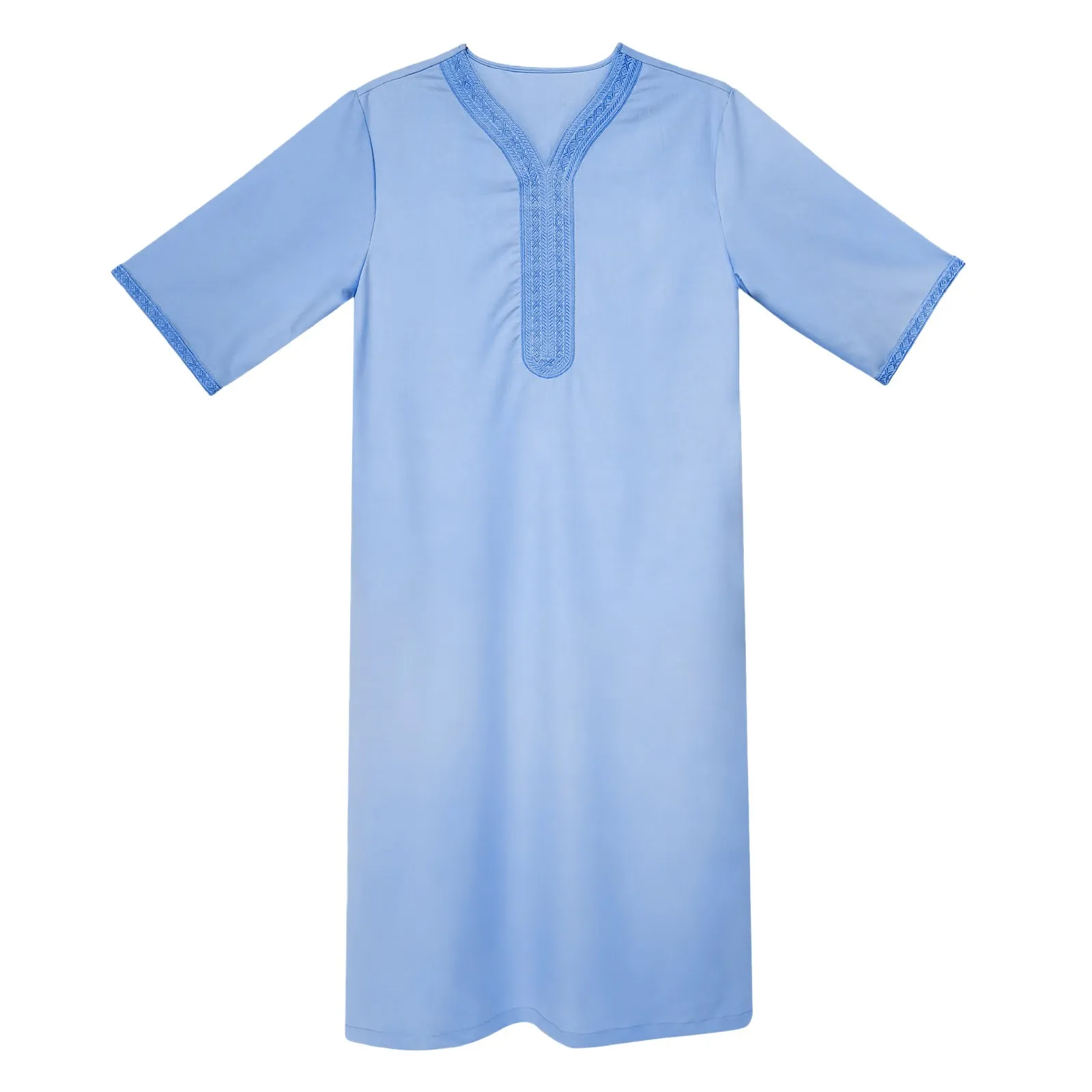 Muslimischen Lose Robe Für Männer Trendy Gestickte Robe Muslimischen Arabischen Hui Einfarbig Band Robe Dubai Reise Robe Camisa Masculina