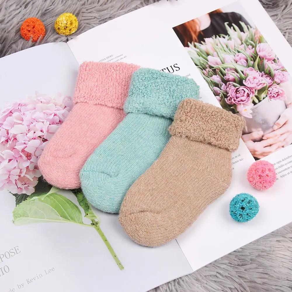 1 Pairs Winter Woolen Kids Baby Socks Soft Thick Warm Snow Socks Soft Comfortable Candy Colors Floor Socks 0~8 Years