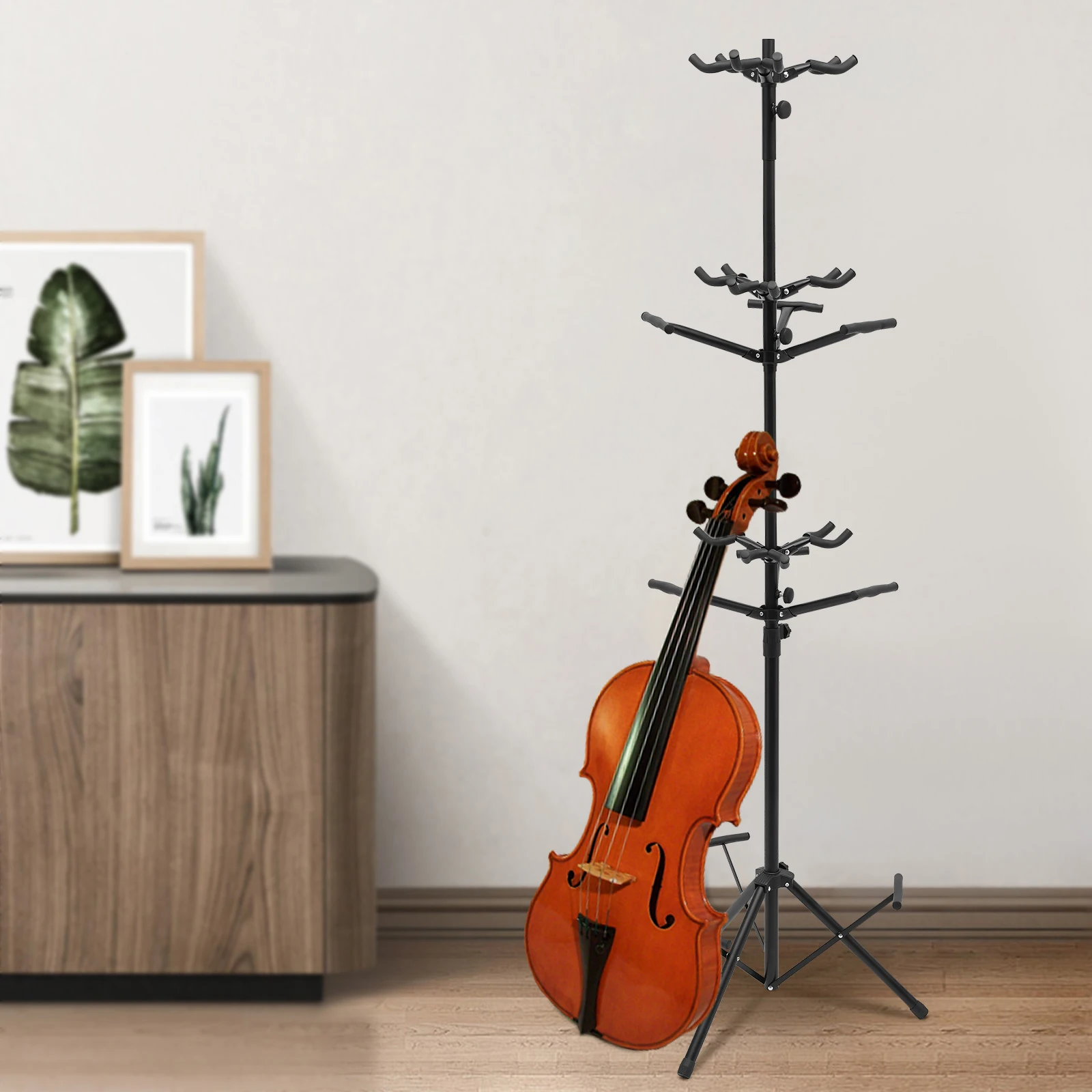 

9 Multi-Stand for Guitar, Ukulele, Bass, 3-Tier Standing Rack Holder Display - Vertical Style