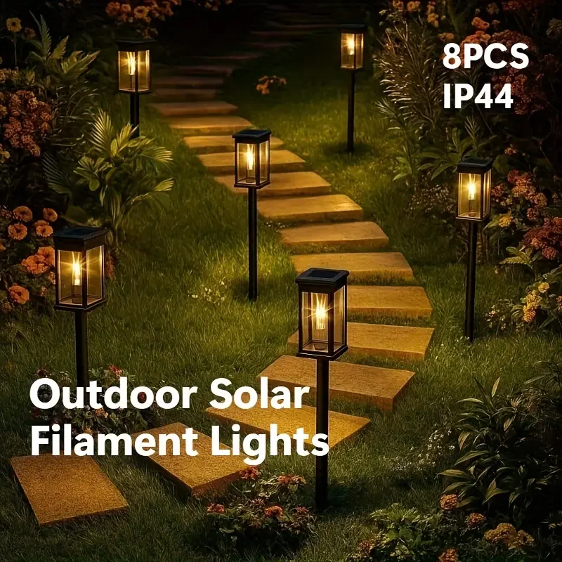 1/2/4/8 PIÈCES Lampe À Tube À Filament Solaire Éclairage LED Décoratif Extérieur adapté aux Gardens Pelouse Perches Pays Terraces