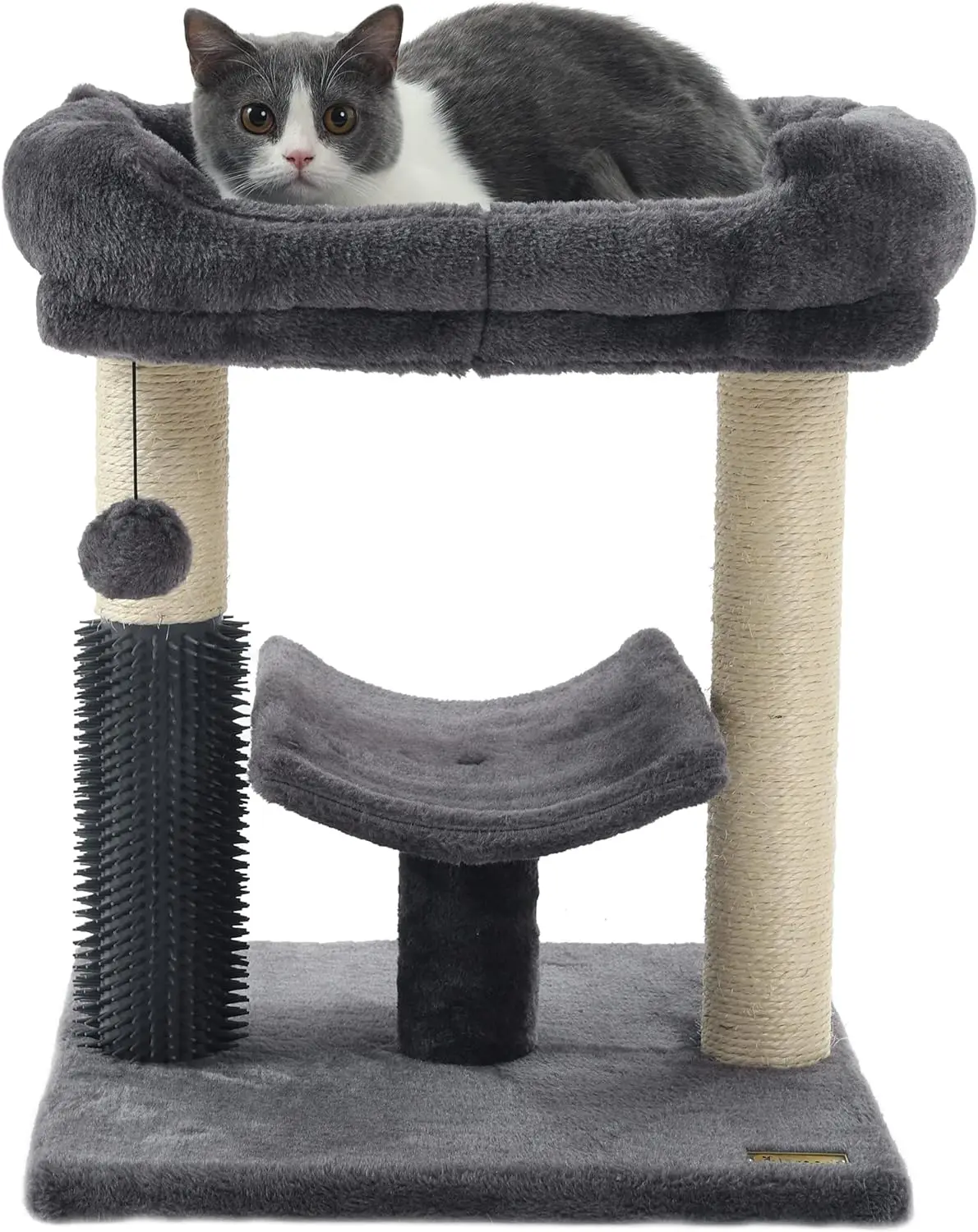 

Indoor Cat Tree Tower, Scratching Post with Perch, Plush Suspension Ball for Cats to Play, Relax and Rest