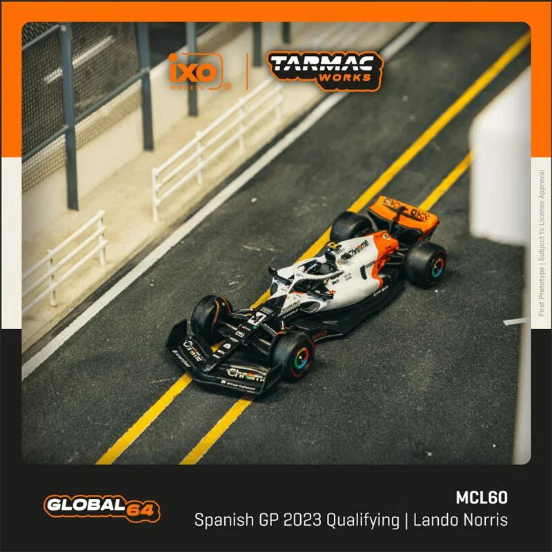 (Pre-order) Tarmac Works 1:64 MCL60 Spanish Grand Prix 2023 Qualifying Diecast Model Car