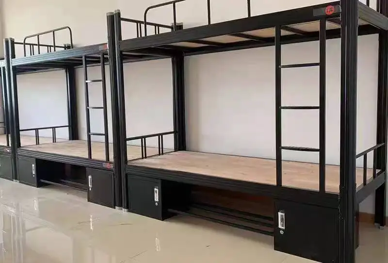 Modern Strong Steel Single Loft Bed with Stair Wardrobe Desk Storage Drawers for Apartment Use