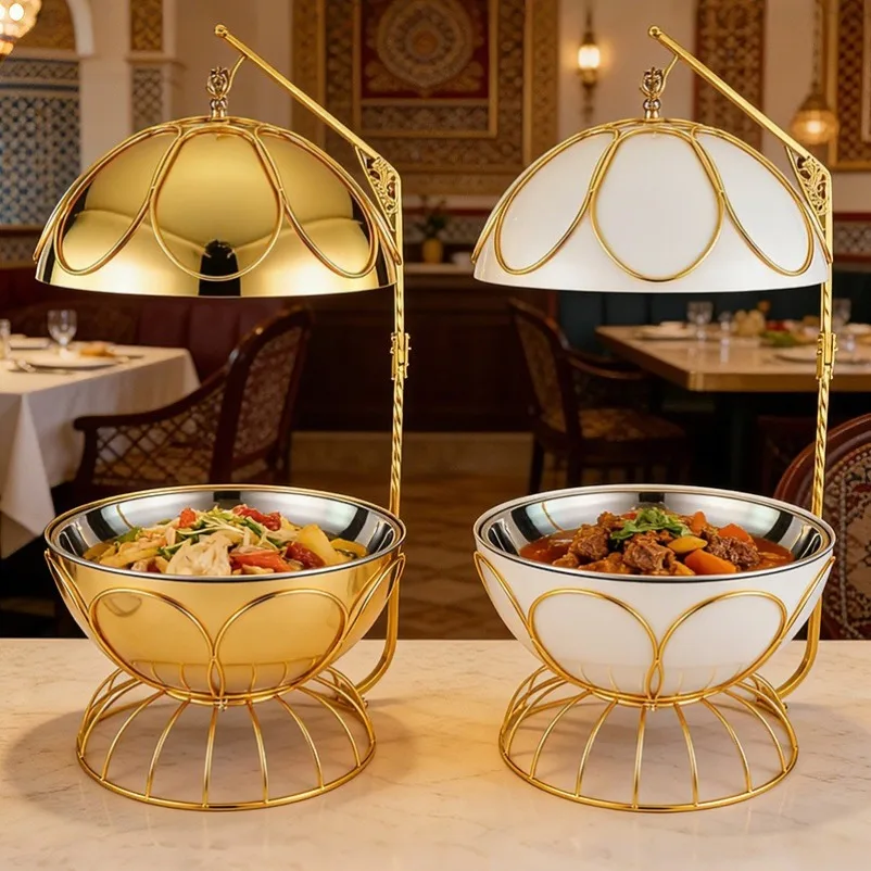 Stainless Steel Spherical Hanging Cover Dining Furnace Food Insulation 8L Wrought Iron Bracket Smokeless Heating