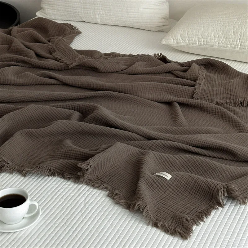 Solid Color Tassels Blanket 100% Cotton Soft Sofa Towel Bed Linen Shawl Plaid Manta Skin-friendly Home Blanket