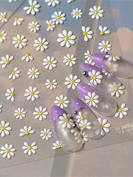 1PCS 5D Daisy Nail Art Stickers Bright-coloured Little Wild Flower  High Quality Design Adhesive Stickers Nail Art Decorations