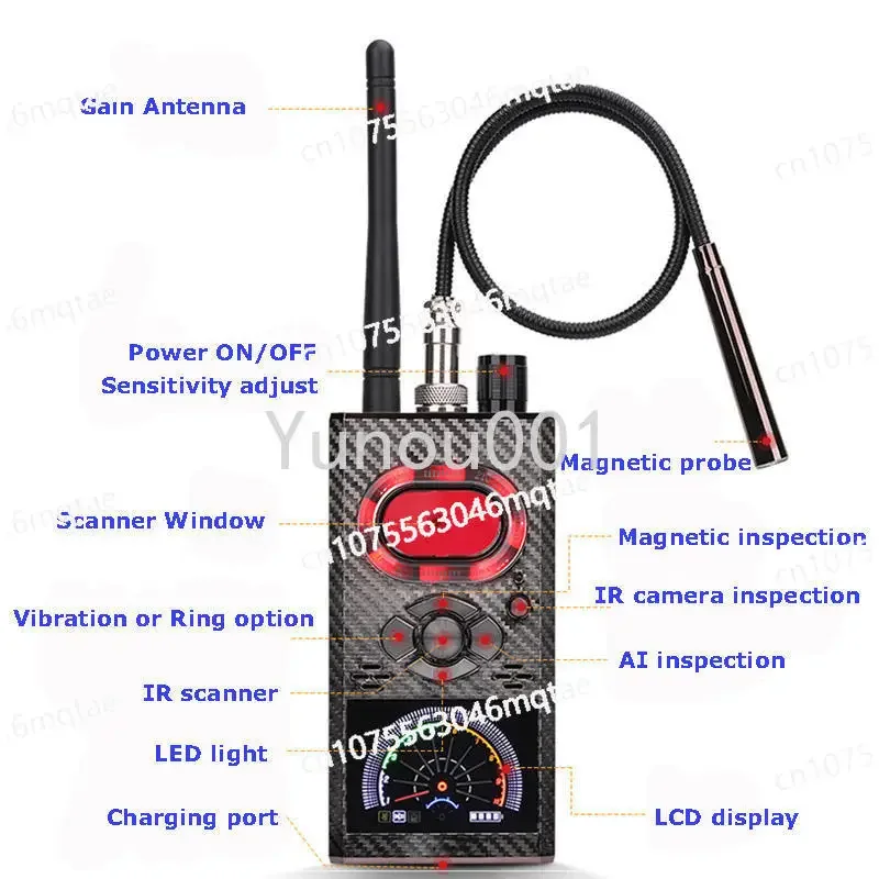 Imagem -04 - Portable Handheld Spy Detector Bug Gps Tracker Detecção de Sinal Gps Tracker Detecção Magnética K99