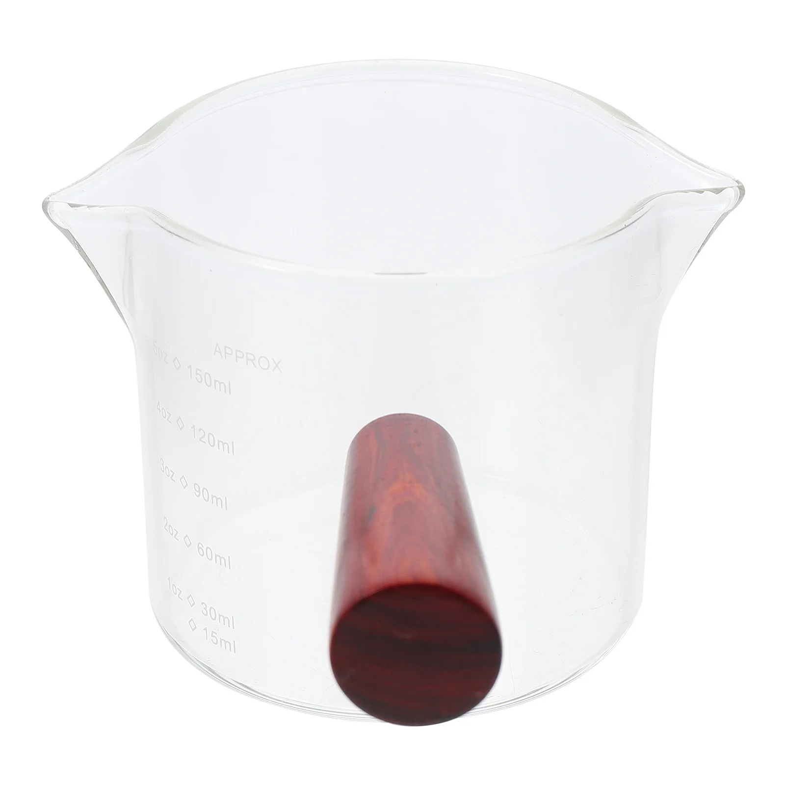 

Transparent Glass Milk Cup Double Spout Coffee Measuring Cup Clear Scale Milk Jug Wooden Handle Kitchen Supply Practical