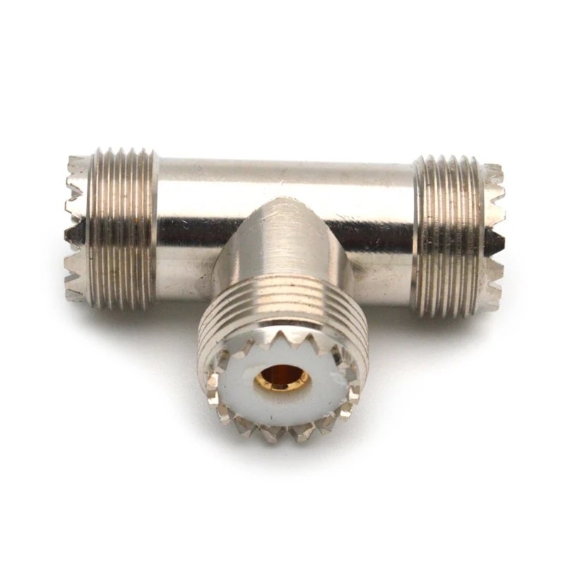 F3KE 1PC Connector PL259 UHF Female PL-259 to Dual SO-239 UHF Female SO239 Triple Tee Type 3 Way Adapter Connector