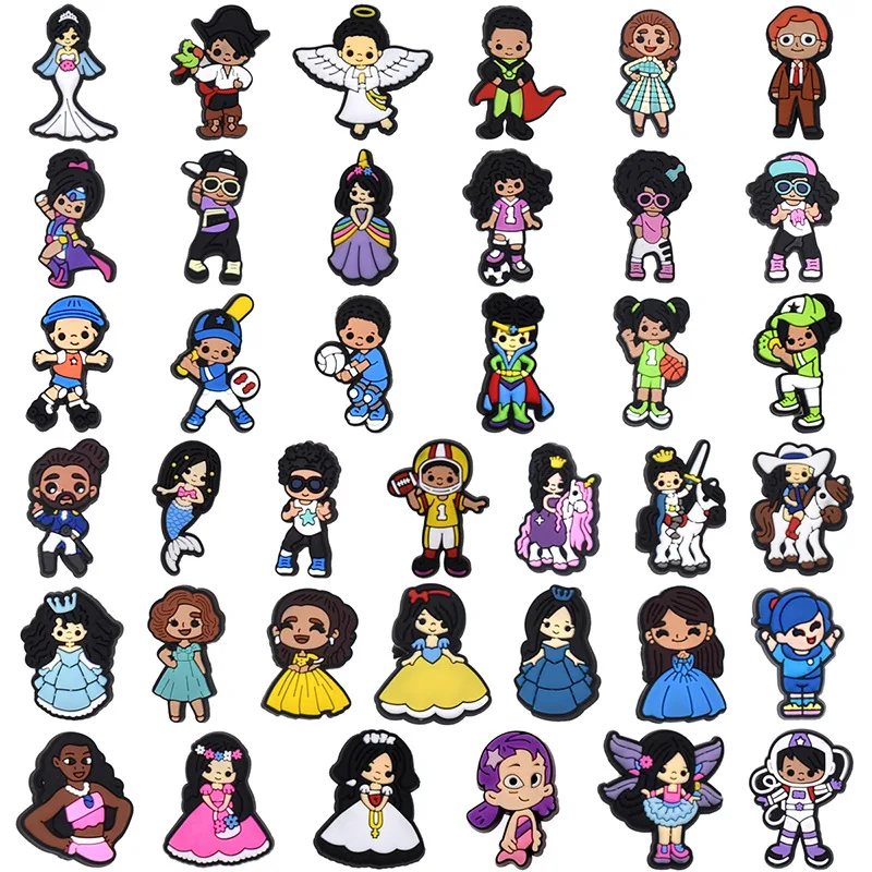 38pcs Cartoon Princess & Character PVC Shoe Charms Cute Doll Themed Shoe  Decorations for Clogs Ideal Gifts for Kids