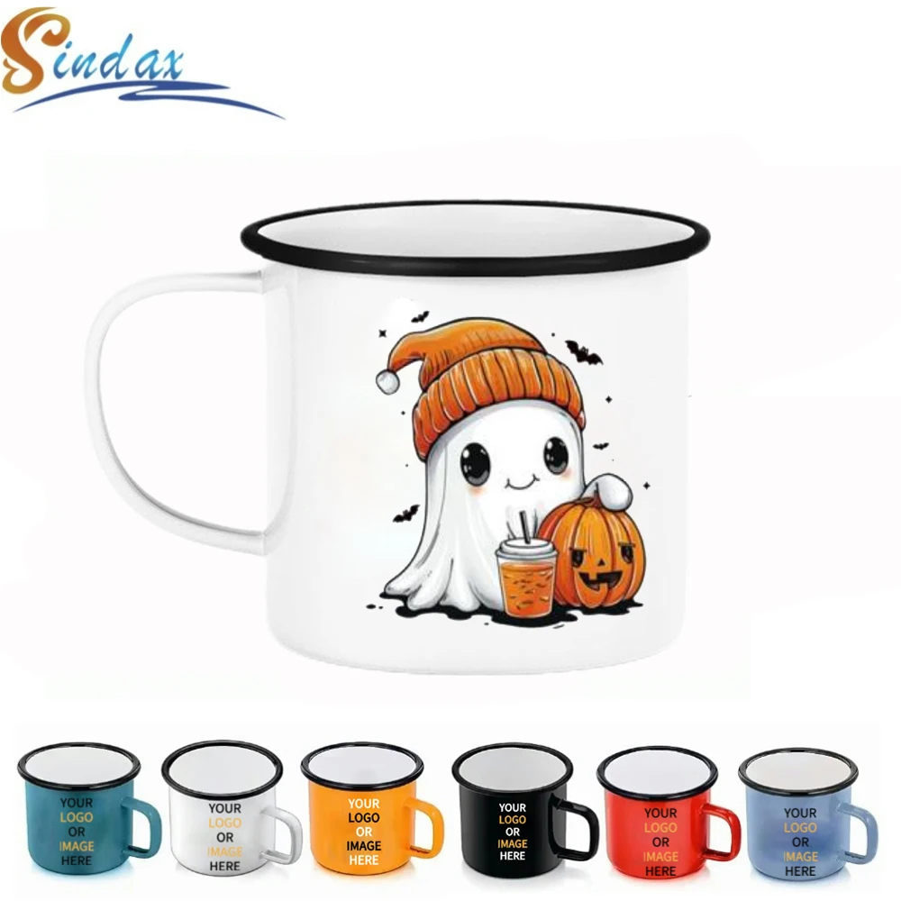 1pc Large Customized Ceramic Halloween Devil Mug Adorable Cartoon Ghost Elf Elves Porcelain Tea Cup Drinkware Gift for Kids