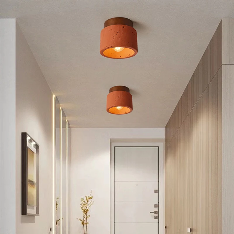 الرجعية الجوز الحجر المواد شفط ضوء السقف شقة غرفة المنزل مصباح صغير النمط الصناعي الممر شرفة الإضاءة