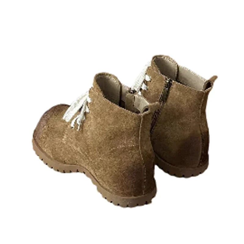 Autumn and Winter Fashion New Casual Comfortable Plus Velvet Warm Solid Color Cross Belt Round Toe Women's Short Boots New