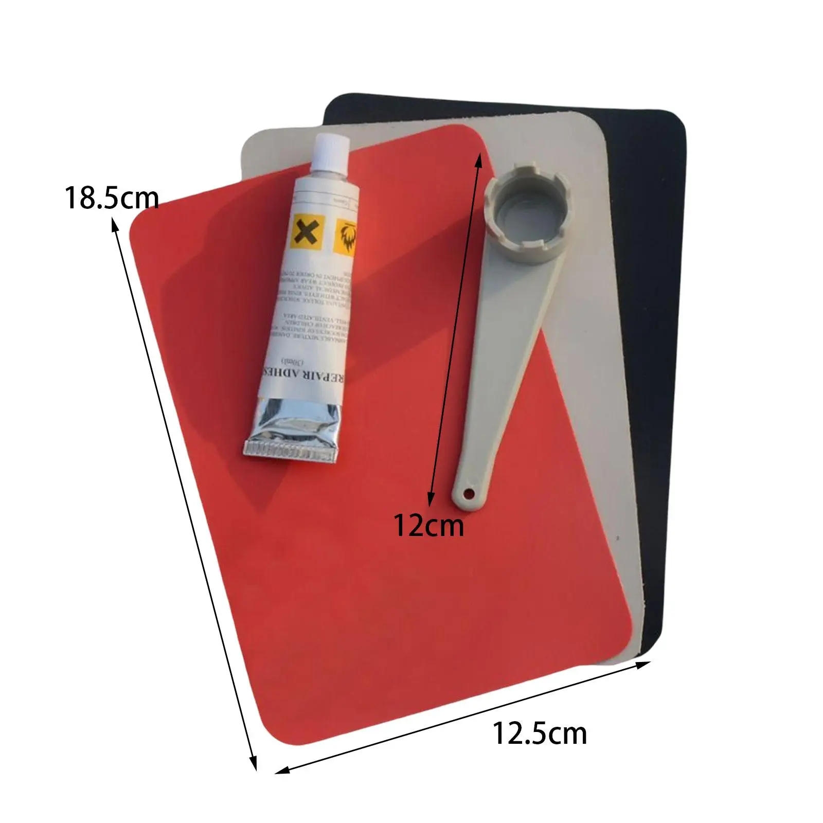 2xKayak رقع إصلاح كاياك مفتاح صمام الهواء مع الغراء لقارب مطاطي الزورق رمادي أحمر أسود