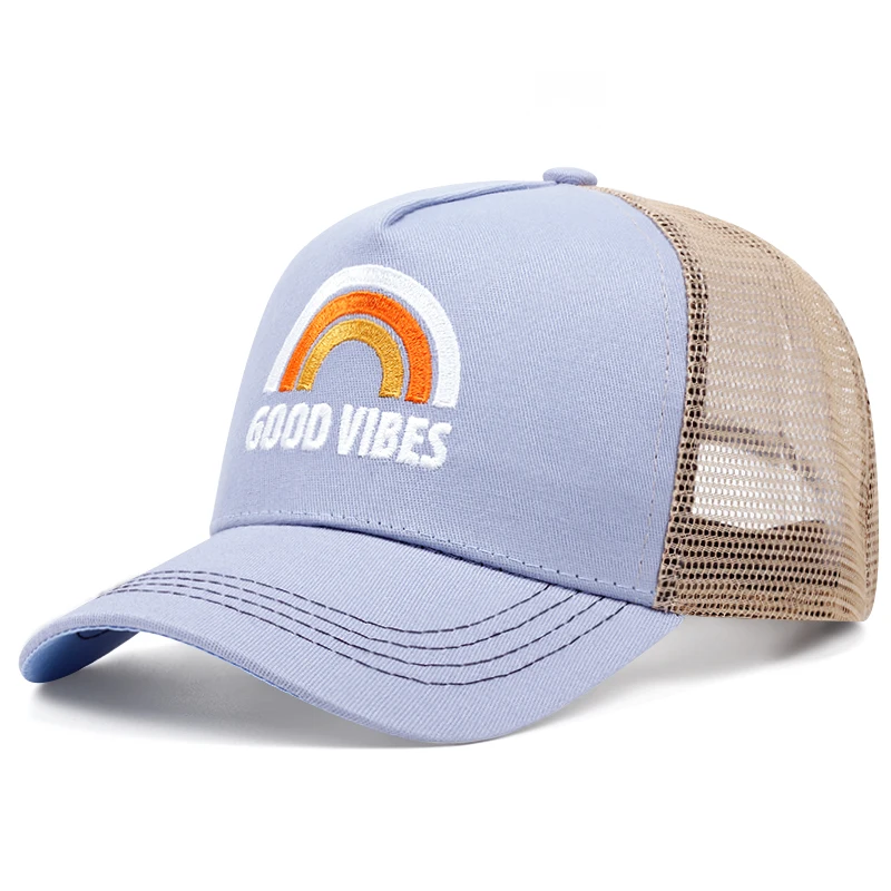 good vibes embroidery trucker hat men women baseball caps Shade mesh hat