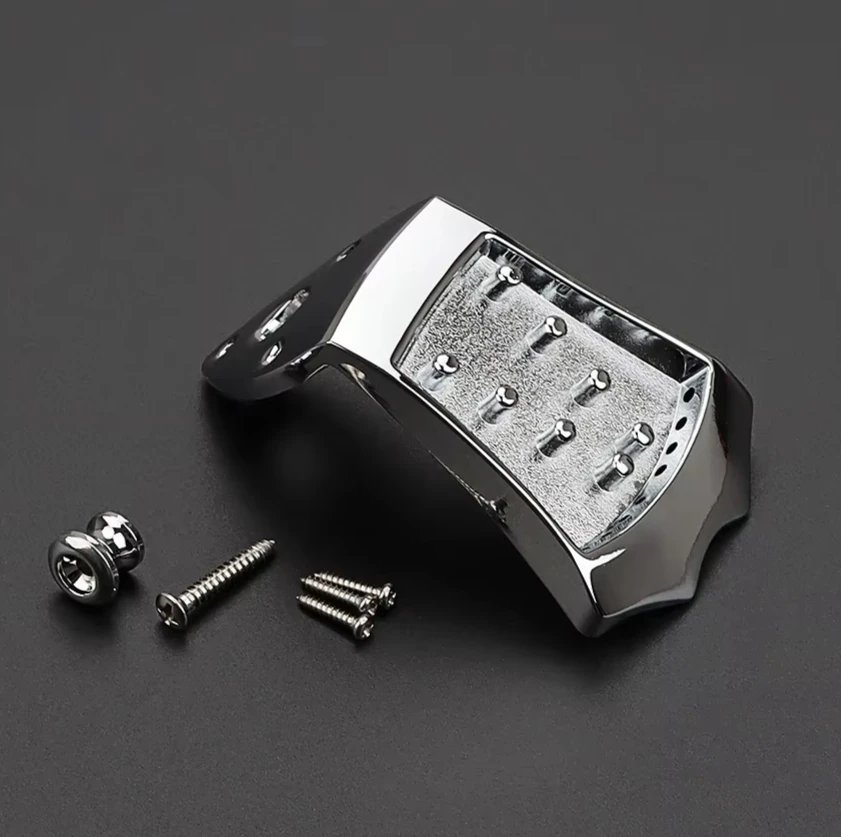 

1PC 8-String Mandolin Bridge Wavy Tailpiece with Strap Lock - Chrome Replacement Part for 8-String Mandolin Accessories