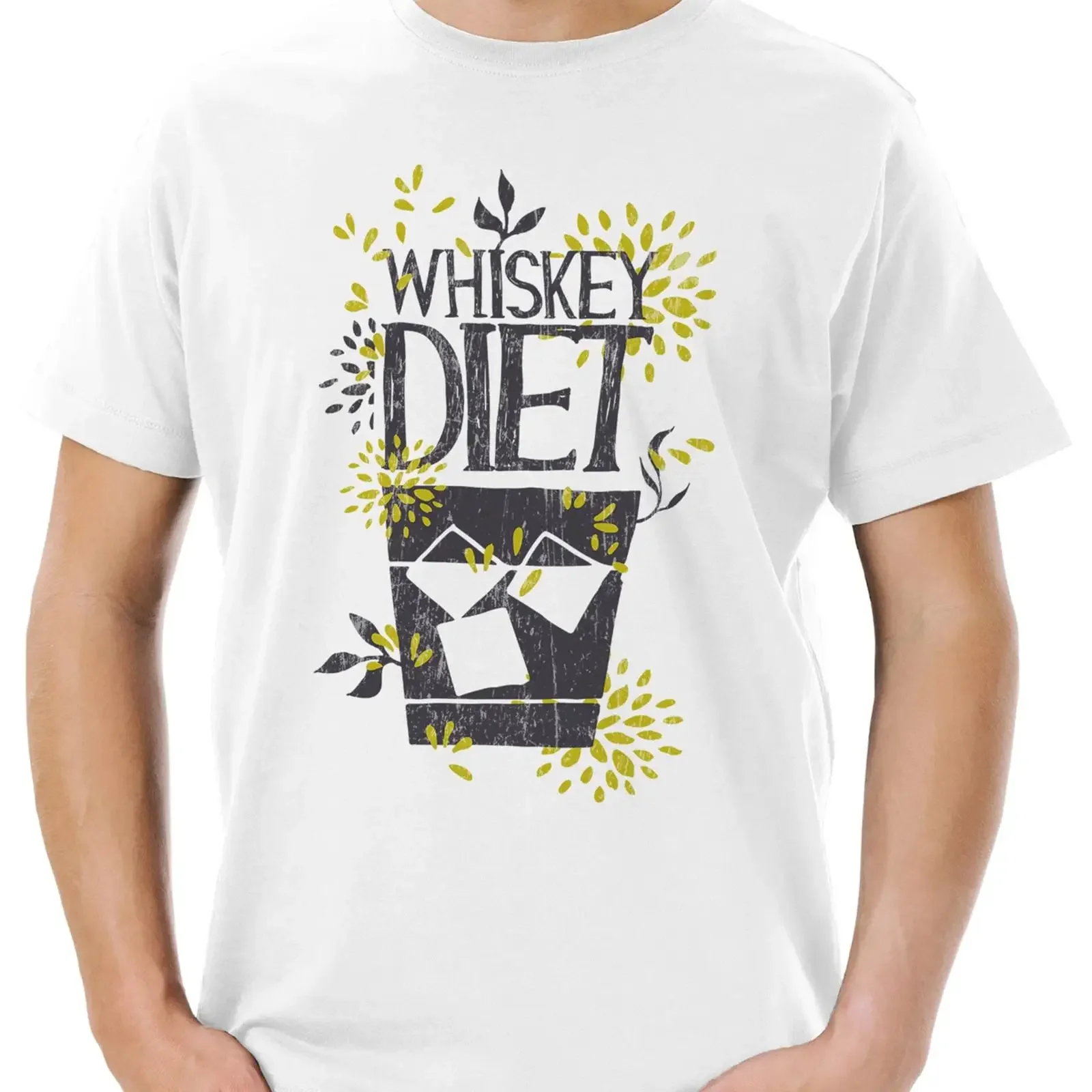 Whisky Diet Herren T Shirt Whiskey Single Malt Bourbon Scotch Diät Jim Jack vintage Washed Stylish Versatile Breathable