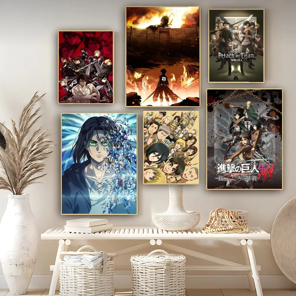 

A-Attack On Titan Classic Vintage Posters HD Quality Wall Art Retro Posters For Home Room Wall Decor