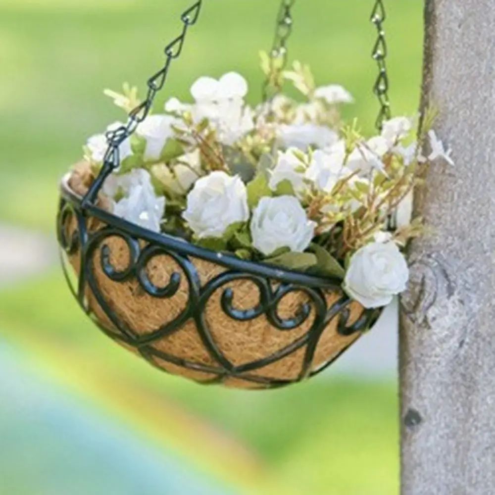 8/10/12inch Coconut Hanging Basin Coconut Liner Iron Chain Resin Flower Pot Plant Chlorophytum Round Round Hanging Basket Garden