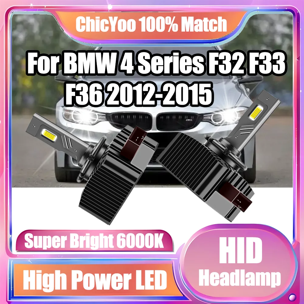 

2PCS 120W Front Lamps HID Xenon Headlamp Bulbs High Power 6000K White 30000LM 12V Canbus For BMW 4 Series F32 F33 F36 2012-2015