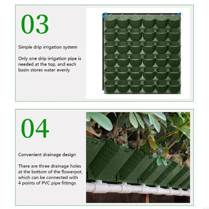 

W8KB Outdoor Garden Pot Wall Mounted Potted Bonsai Plant Flower Pot Nursery Container Box Home Balcony Decoration