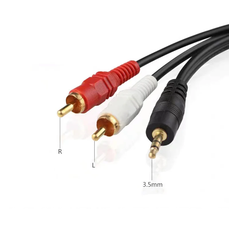 3.5mm do 2 RCA kabel audio-wideo Y kabel splittera dla komputera DVD z komputerowym nagrywarkiem TV