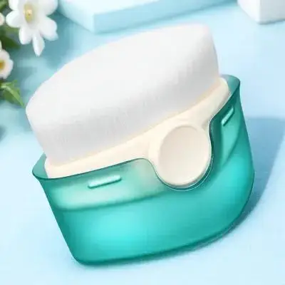 แปรงรองพื้นแบบแบนด้านบนสําหรับ Applicator กันแดดแบบแป้งเครื่องมือแต่งหน้าสําหรับเดินทางน้ําหนักเบาพร้อมฝาปิดเด็กทารก