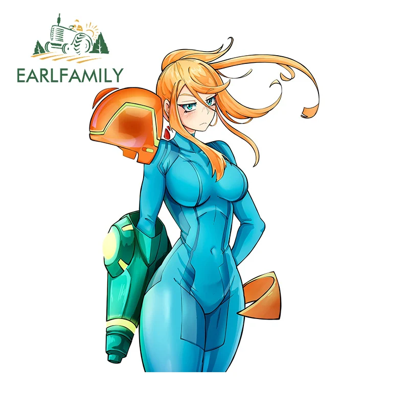 EARLFAMILY 13cm X 8.9cm for Samus Aran kawaii Car Stickers Cartoon Personality Decals Car Accessories Creative Vehicle Decor