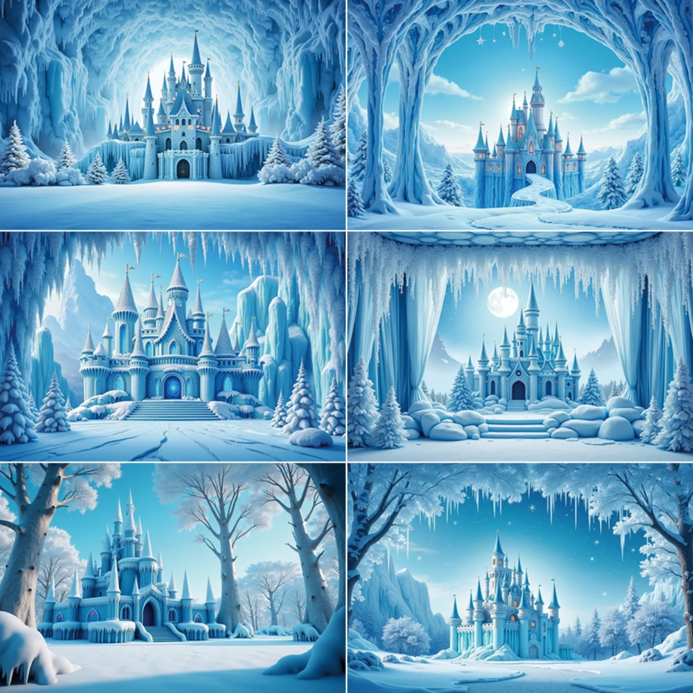 

MOON.QG Frozen Birthday Princess Castle Decoration Backdrop Children Party Photozone Background Photography Studio Shooting Prop