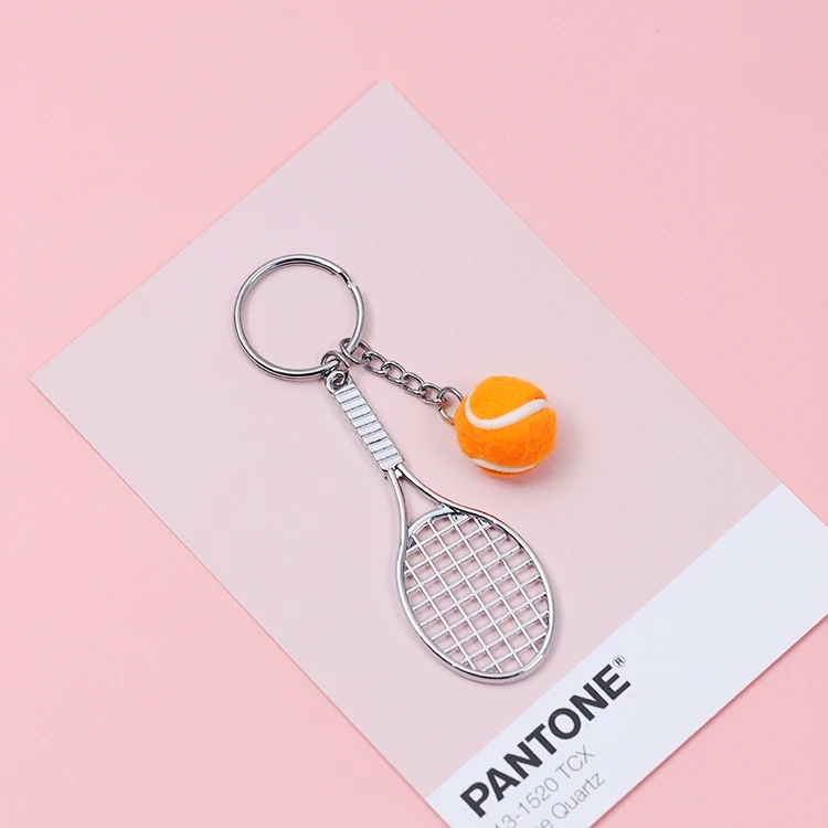 2024 Creative Tennis Ball Imitation Sports Game Cute Keychain For Women Key Chains Ring Car Bag Pendent Airpods Accessories D475