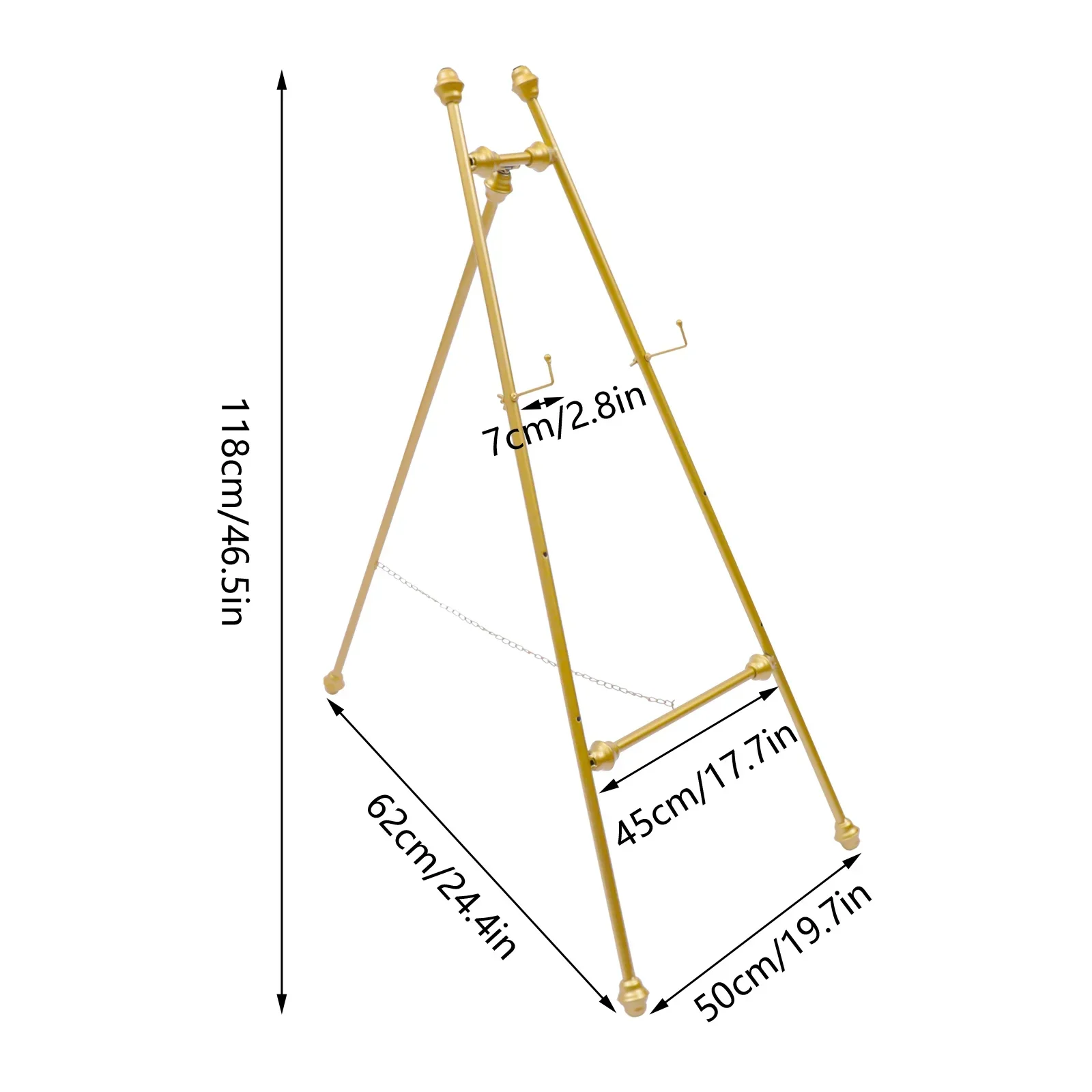 حامل حامل لافتة ترحيب بالزفاف الذهبي مكون من قطعتين - حامل معدني قابل للتعديل مع خطاف ثابت ومنصات قدم مضادة للانزلاق #5